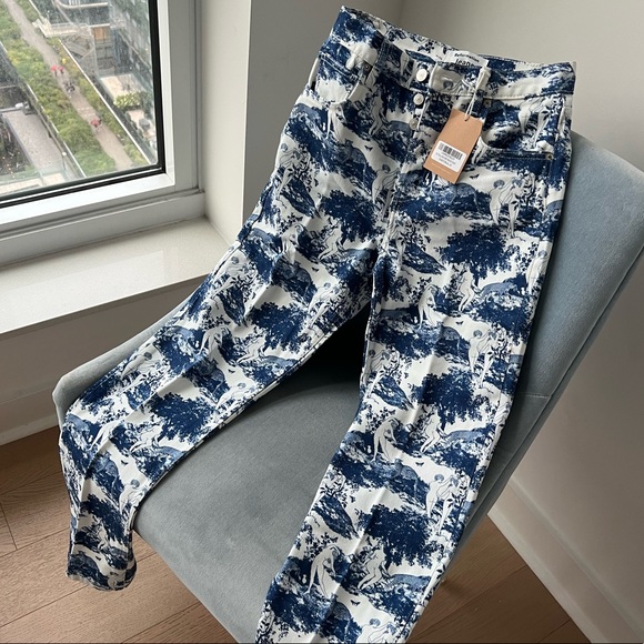 Reformation Denim - Reformation pastoral toile de jouy high rise straight jeans 25 xs